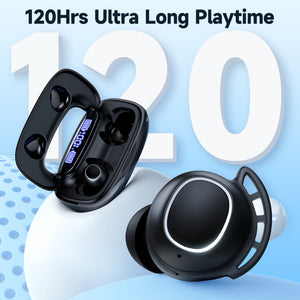Wireless Earbuds Bluetooth Headphones 120H Playtime IPX7 Waterproof in-Ear Earphones Power Display Ear Buds with Mic and 2600mAh Charging Case for Sports Workout Laptop TV Computer Phone Gaming Black